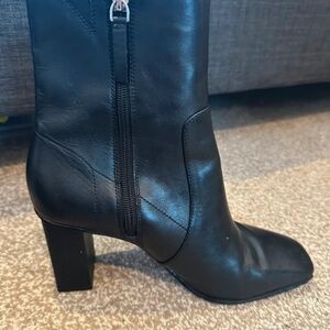 Aldo Sleek Black Leather Heeled Boots
